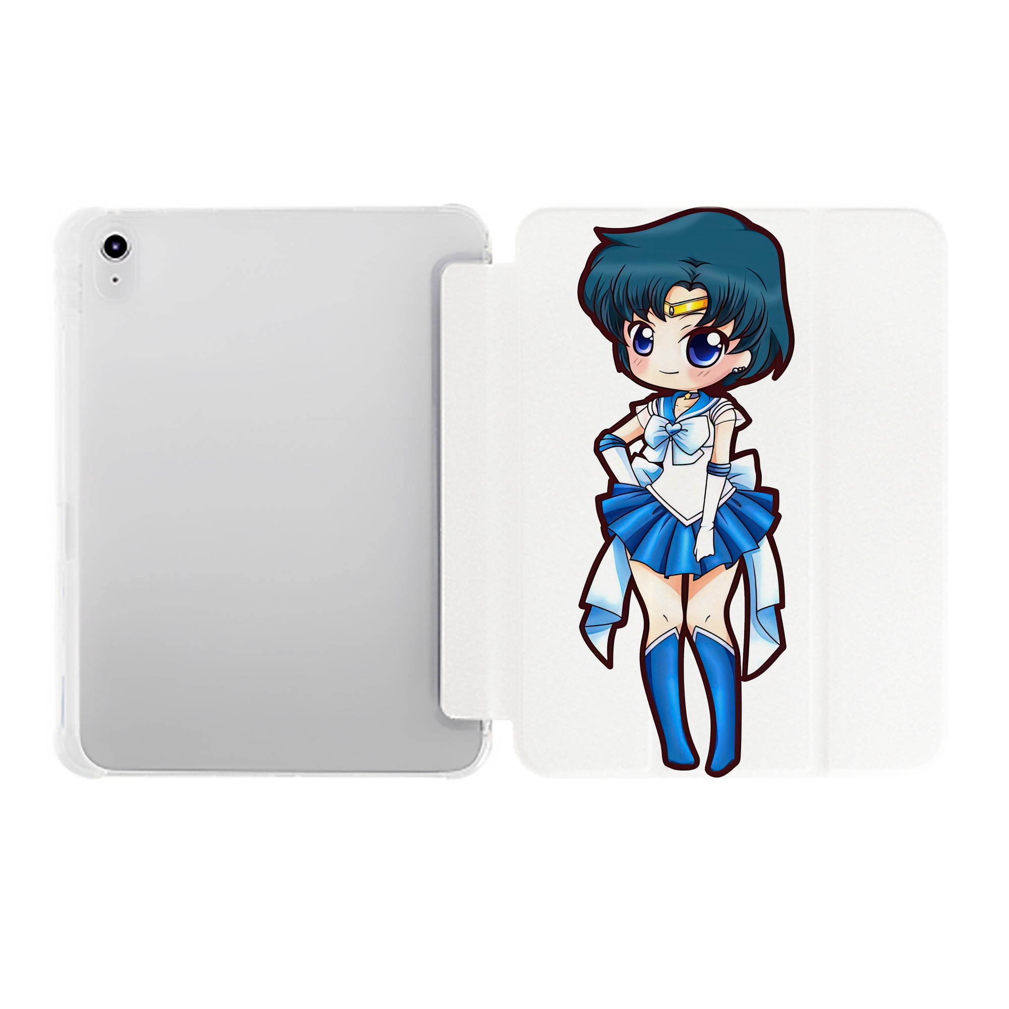 （画像用） 美少女戦士セーラームーン 水野 亜美 みずの あみ Sailor Moon Mizuno Ami IPad ケース ペン収納付き 三つ折りスタンド PUレザー×シリコン 対応機種9.5/10.5/10.9インチ